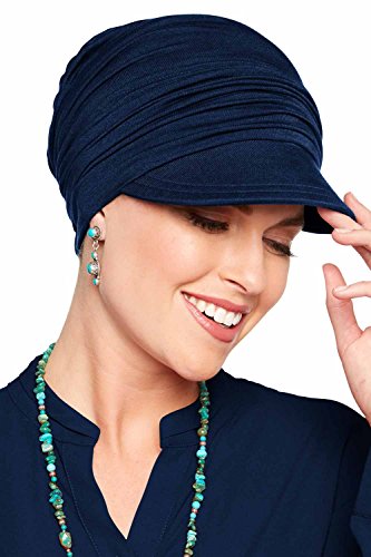 Bamboo Slouchy Newsboy Hat-Caps for Women with Chemo Cancer Hair Loss Luxury Bamboo - Midnight Blue - Thumbnail 2