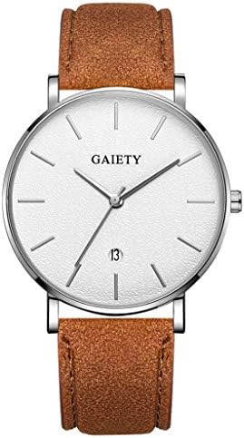 Mitiy Men's Watches,Ultra Thin Watches for Men,Minimalist Leather Band Watches Analog Quartz Dress Wrist Watch