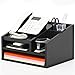 FITUEYES Wood Office Suppies Desk Organizer 5 Compartments with Letter Tray Phone Stand Pen Pencil Holder