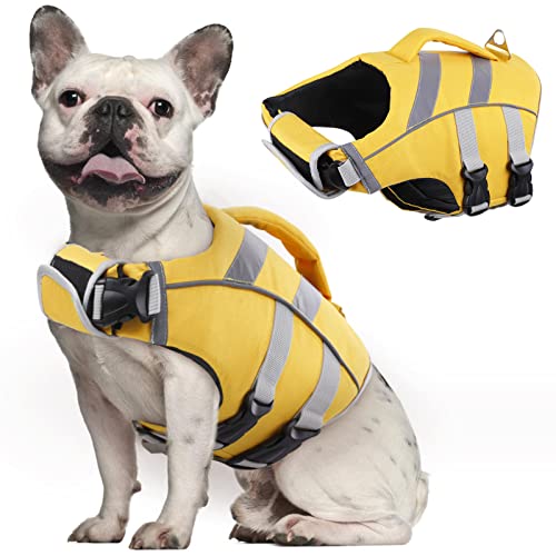 FUAMEY Dog Life Jackets,Reflective & Adjustable Pet Life Vest Dog