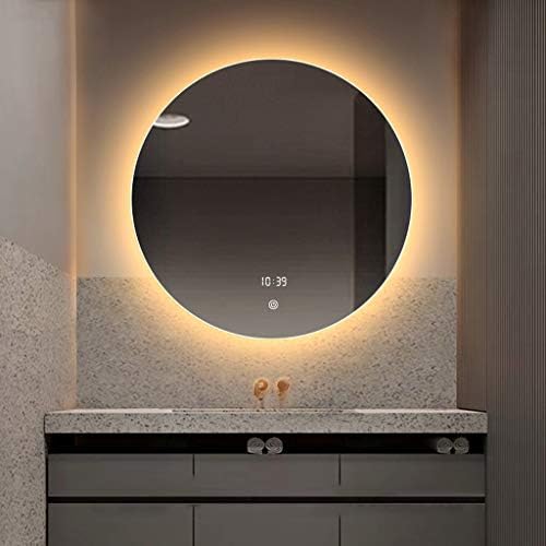 Ledラウンド照明付き洗面化粧台ミラー 壁掛け3000k 6000k色温度は調整