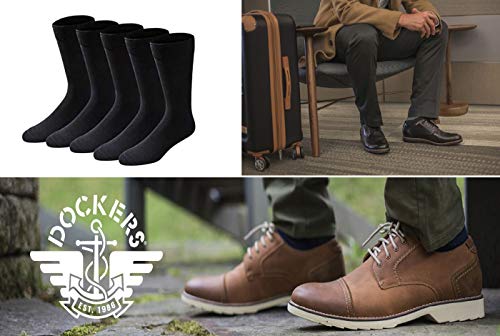Dockers Men's Classics Dress Flat Knit Crew Multipacks, Black 5 Pack, Shoe Size: 6-12 (Sock Size: 10-13)