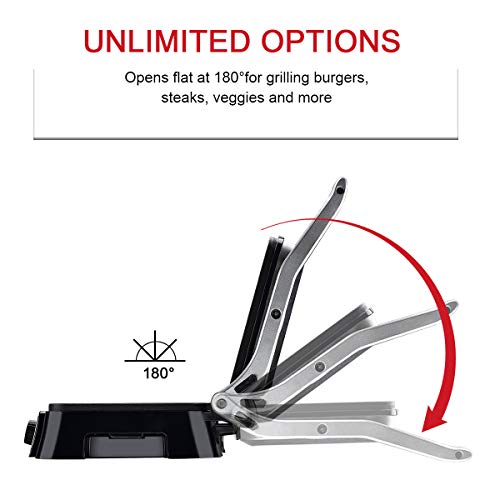 Panini Maker 2 Slice Panini Press Grill, Non-stick Sandwich Maker with Removable Drip Tray and Temperature Control, Opens 180 Degrees for Sandwich, Steaks, Grilled fish