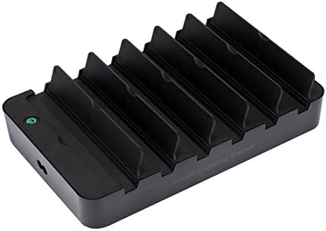 6-Port 2.4A USB Charger Charging Station with Quick Charge 3.0 for Multiple Device with Smart IQ , Organizer Stand for Apple iPad, iPhone, Samsung Galaxy, and Tablet By Ambassador. (black)