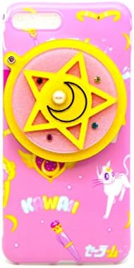 iPhone 8 Plus Case, iPhone 7 Plus Case, LittleTaoTao Cute 3D Japanese Cartoon Sailor Moon Pentacle Star with Cute Round Hidden Back Mirror Soft Protective TPU Case for iPhone 8 Plus / 7 Plus 5.5"