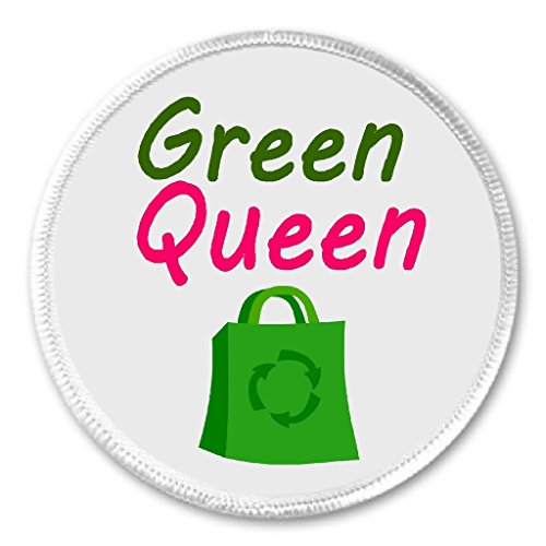 A&T Designs Green Queen 3" Sew On Patch Organic Healthy Recycle Eco Earth Pink