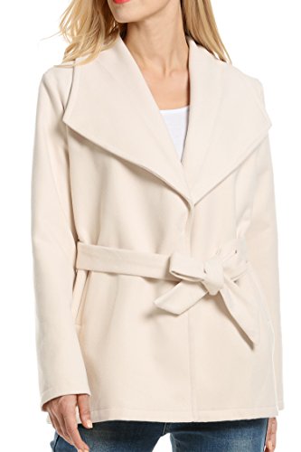 Eshion Women's Wide Lapel Fleece Wrap Coat Solid Wool Blend Coat with Belt (US XXL(20), Beige) Eshion Women's Wide Lapel Fleece Wrap Coat Solid Wool Blend Coat with Belt (US XXL(20), Beige)