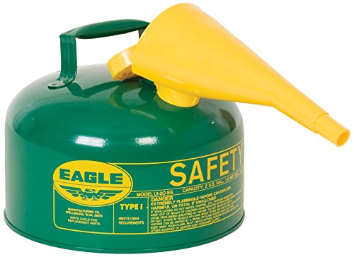 Eagle UI-25-FSG Green with Funnel Metal Safety Gas Can, 2.5 gal Capacity