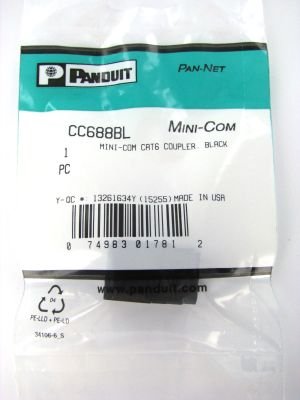 Panduit Mini-Com Cat6 Coupler Module, Black RJ45 8P8C CC688BL