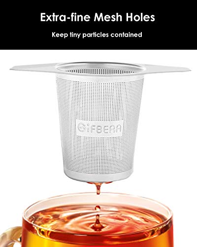 Gifbera 2 Pack Large Tea Infuser Set - Stainless Steel Extra Fine Mesh Tea Strainer Filter with Scoop & Double Handles - Fits Standard Cups Mugs Teapots