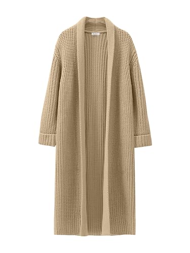 ANRABESS Women Knit Long Cardigan Long Sleeve Open Front Lapel Oversized Sweater Coat 2024 Fall Duster Outerwear Clothes