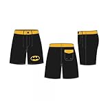 Batman Symbol Black Board Shorts w/ Rear Pocket