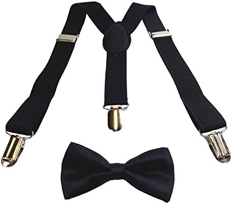 Baby Toddler Kids Children Boys Girls Black Suspender & Bow Tie Set
