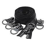 YaHoGa #20 Super Large Plastic Zipper Black Heavy Duty Zippers by The Yard Bulk 2 Yards with 5pcs Sliders for DIY Sewing Tailor Crafts Bags Tents Boat Cover Canvas (Black 2 Yards)