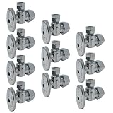 [10-Pack] PROCURU Angle Stop Valve 1/2" Nominal (5/8" OD) Compression x 3/8" OD, 1/4-Turn Lead Free