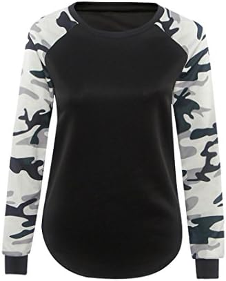Familizo Women Long Sleeve Shirt Casual Blouse Camouflage Printed Tops Sweatshirts