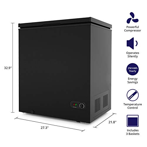 Northair Chest Freezer 5 Cu Ft with 3 Removable Baskets Reach In