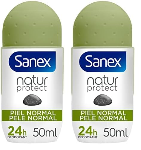 Sanex Natur Protect Déodorant pour homme ou femme, déodorant Roll-On, peau normale, 50 ml (Lot de 2)