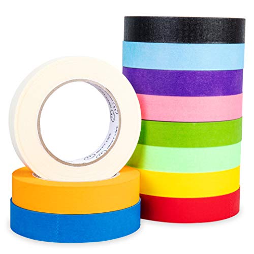 Multi Colored Masking Tape Pack: Bulk Set of 1 Inch Color Craft Tape - Rainbow Assortment of Painter Tape for Kids and Adults - Colorful Washi Tape for Crafting