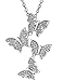 Mints Butterfly Pendant Necklace Cubic Zirconia Brass Long Necklace Fashion Jewelry For Women,16-18 inch