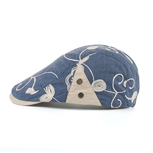 BIG HOT ! Berets Cap ,BeautyVan Fashion 1PC Women Retro Flowers Embroidery Berets Cap Flat Caps (Blue)