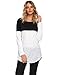Sherosa Women's Autumn Lace Inset Long Sleeve Flattering Tunic Tops T-Shirt (Black,XL) …