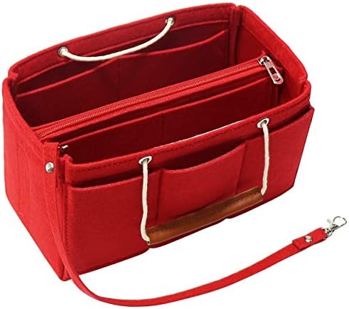 SoyizomFelt Bag Organiser Insert Handbag for Women,Travel Makeup Handbag Organiser Insert Bag Liner for Tote with Handles Keychain