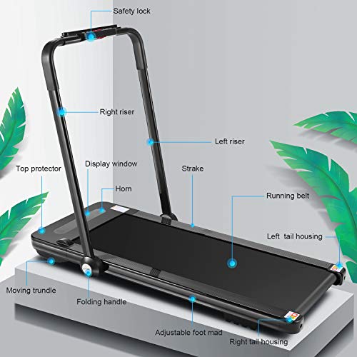 FUNMILY Folding Treadmill,Under Desk Treadmill for Home,2 In1  Running&Walking&Jogging Portable Machine with Bl