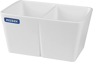 MEEDEN Ceramic Paint Palette, Paint Brush Wash Bowl, 2 Deep Well Artist Paint Palette, White Porcelain Watercolor Painting Dish, Large Capacity Paintbrush Washer for Watercolor Gouache Painting