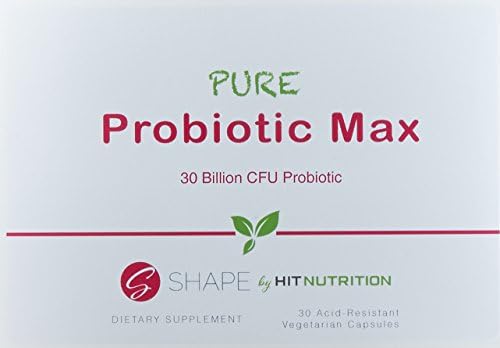HIT Shape Pure Probiotic MAX, Non-GMO, vegetarian, dairy- and gluten-free, four-strain medical grade probiotic totaling 30 billion CFU per serving, 30 Acid-Resistant Vegetable Capsules
