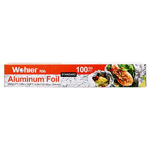 Wohler Durable Kitchen Aluminum Foil Roll, 100 Sq Ft (100sq*3,200sheets*2)