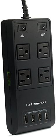 Umirro 4-Outlet Surge Protector Power Strip with 4 USB Charging Ports Color: Pure Black