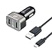POWERocker 36W QC3.0 Aluminum USB Car Charger with 3.3 Feet Micro USB Cable for Smartphones
