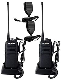 Retevis RT1 de alta potencia UHF Radio de dos vías recargable 70CM 16CH VOX Scrambler Handheld Transceptor con auricular y micrófono de altavoz (paquete de 2)