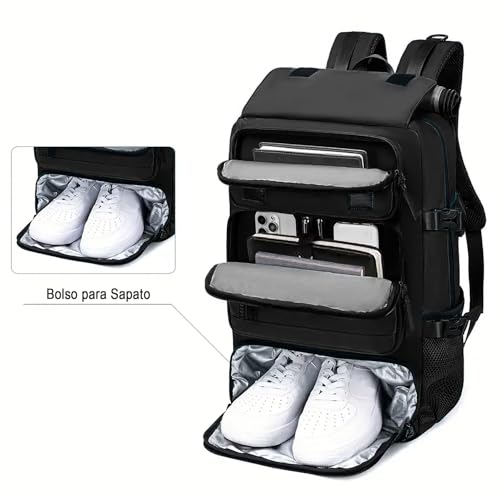 Mochila Reforçada com Compartimentos para Notebook e Tablet – Resistente à Água, USB, Engate de Mala – Masculina e Feminina para Viagem, Trabalho e Dia a Dia