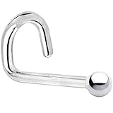 14k White Gold 1.5mm Ball Left Nostril Screw Ring 20 Gauge