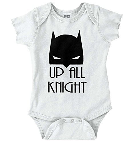 Up All Night Funny Batman Cute Baby Nerd DC Comic Romper Bodysuit