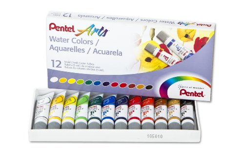 Pentel Arts Water Colors, Assorted, 5ml Tubes, 12 Color Set (WFRS-12)