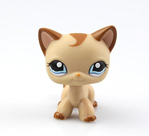 Littlest Pet Shop LPS Child Toy Short Hair Cute Kitty Cat Animal Figure Loose Cute Standing Cat Mask Short Hair Blue Eyes for Kids Gift 1pc