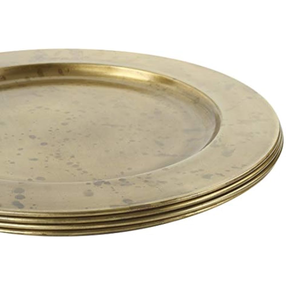 Aged Charger & Service Plates Gold Brass Bulk Metal Plates, Set Of 4
