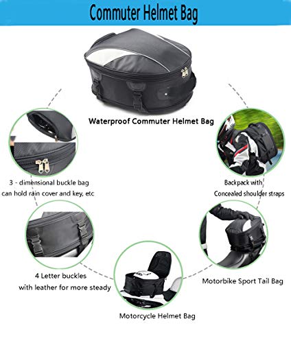 Meago Motorcycle Seat Bag Waterproof Commuter Helmet Bag/Backpack Motorbike Sport Tail Bag, 28 Liters