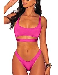 Bikini sexy con cuello redondo y tirantes para dama, 2 unidades