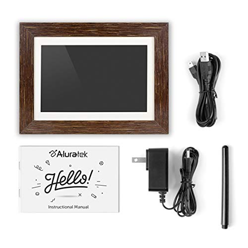 Aluratek 8" WiFi Distressed Wood Digital Photo Frame with Touchscreen