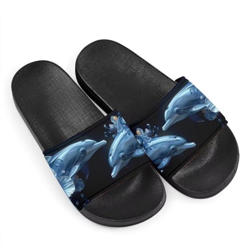 Howilath Blue Dolphin Flower Women's Classic Open