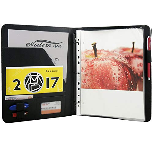Freeprint 3 Ring Binder Portfolio with Writing Pad PU Leather Professional Resume Padfolio