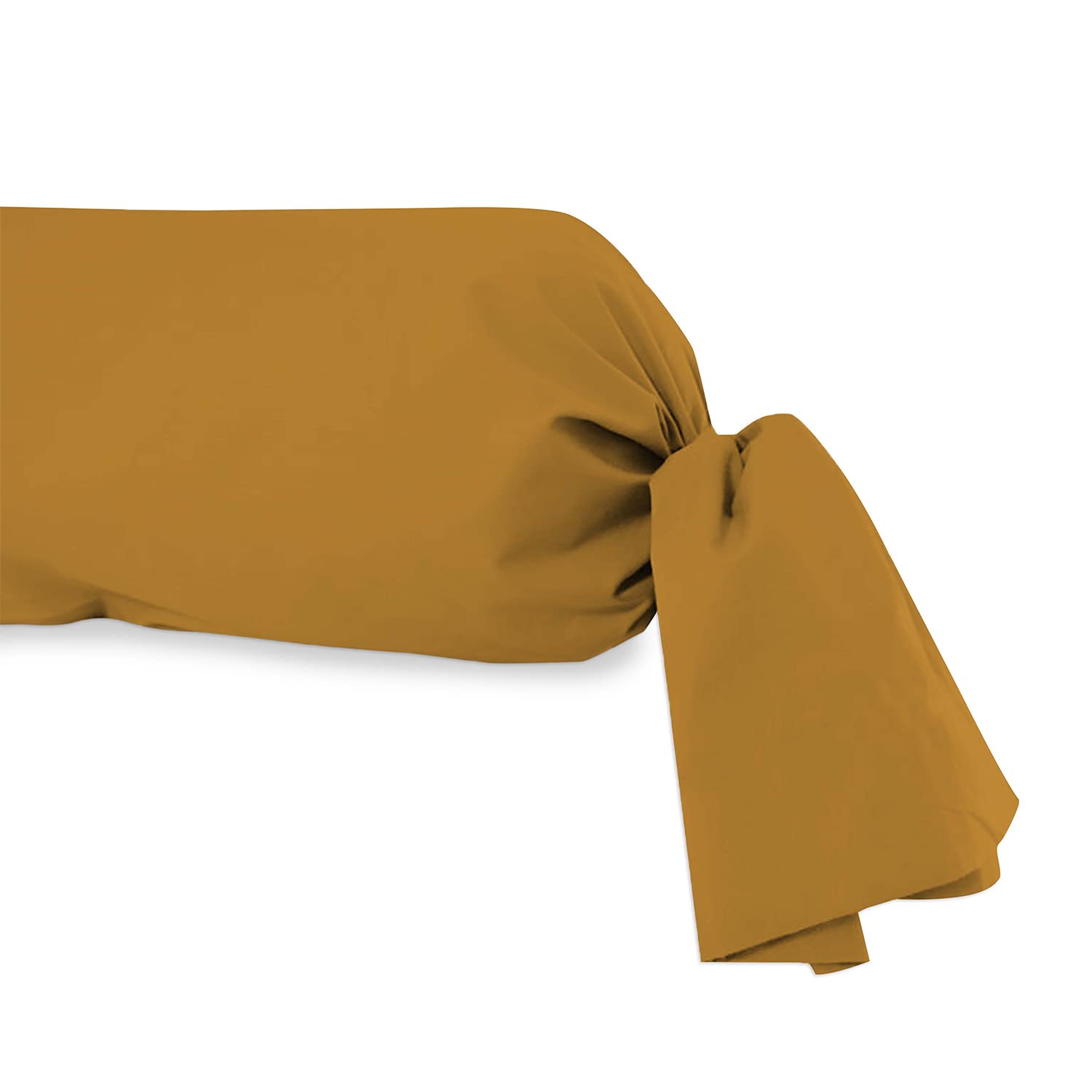 Soleil d'ocre, Bolster Pillow Case, Cotton 57 Threads, Mustard, 45 x 185 cm