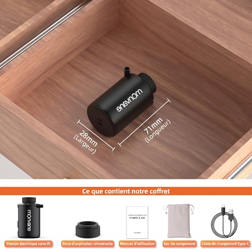 MONVANE Pompe pour Sacs Sous Vide Vêtement, Mini Aspirateur Électrique USB Sans Fil pour Sacs de Compression, Portable Idéale pour Voyages