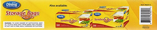 Dining Collection Storage Bags, Original Twist-tie, 100 X Gallon Size Bags , 100 X Ties (2)