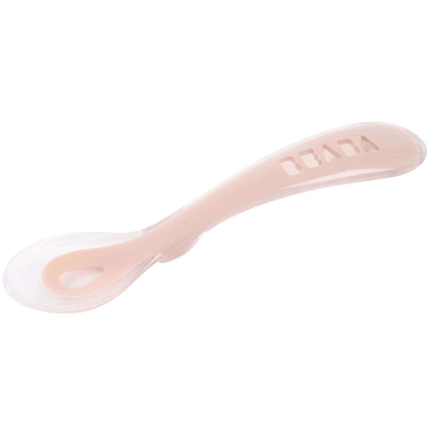 Béaba - Silicone Spoon for Baby and Children - Stage 2 - Soft - Rounded tip - Ergonomic Handle - Cotton Candy