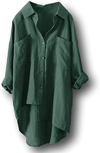 リネンシャツ レディース 長袖 シャツ レディース ロング シャツワンピース レディース ゆったり シャツわんぴ レディース 大きいサイズ ブラウス レディース 無地 体型カバー 大人 シンプル 春 夏 秋 冬 綿麻 カジュアル Toshin Job Com